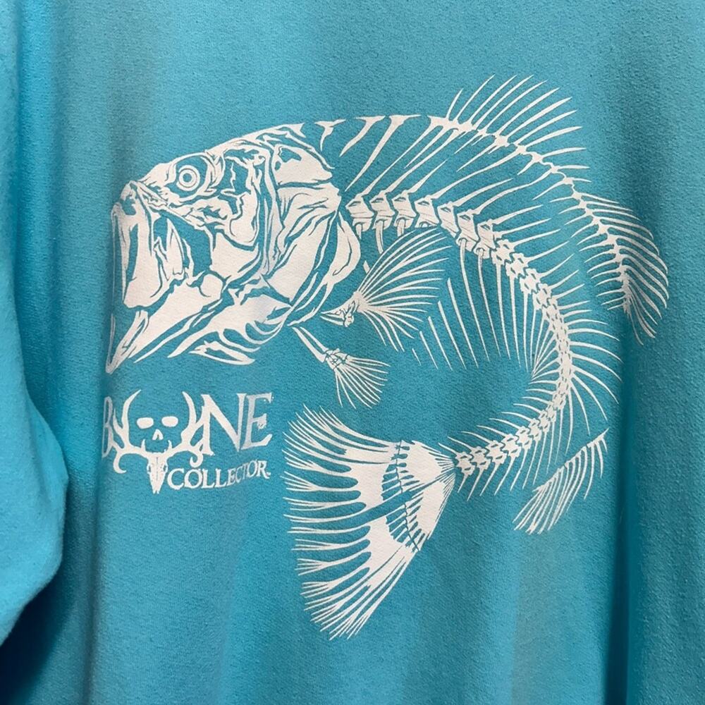 Bone Collector Fish Skeleton Graphic Sweatshirt XL Blue Outdoors - Picture 3 of 8